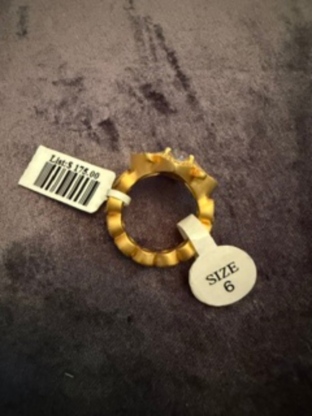 Freida Rothman matte gold CZ statement ring - Picture 3 of 3